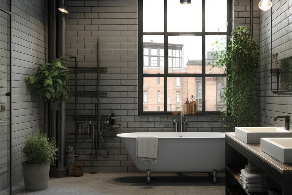 salle de bains industrielle